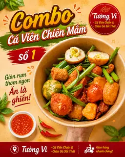 Combo Cá Viên Chiên Nước Mắm 1 - 79.000 ₫ tại Tường Vi - Cá Viên Chiên Nước Mắm, Trứng Non & Chân Gà Sốt Thái - Đoàn Văn Bơ