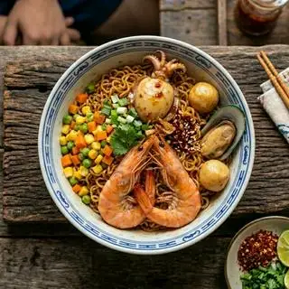 Mì Chua Cay Hải Sản ( trộn khô ) - 95.000 ₫ tại Quán Hàn Của Ngoại - Mì Trộn, Canh Súp & Ăn Vặt - Nguyễn Tiểu La