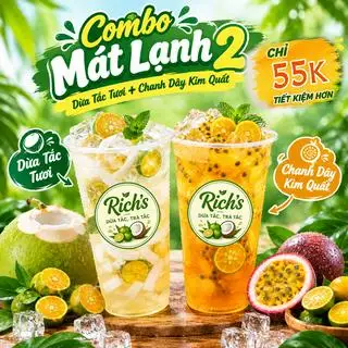 Combo giải nhiệt 2 ly 700ml - 55.000 ₫ tại Dừa Tươi & Trà Tắc - Rich's - Điện Biên Phủ