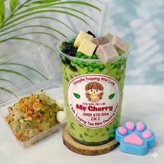 Trà Sữa Thái Xanh Full Topping+hộp btrang mỡ hành (tặng chân mèo có nhân) - 75.600 ₫ tại Trà Sữa & Ăn Vặt Mẹ Cherry - Trần Đình Xu
