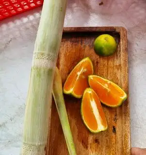 Mía ép với cam - Sugarcane mixed with orange.  - 20.000 ₫ tại Cane - Mía Mix Nghê, Mía Mix Gừng & Mía Mix Củ Dền - Nguyễn Văn Hưởng