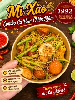 Mì trộn+ combo cá viên nước mắm1 - 105.000 ₫ tại 1992 - Mì Trộn Xiên Que, Chân Gà Sốt Thái, Chân Gà Mắm Tỏi - Đoàn Văn Bơ
