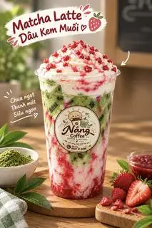 Hình ảnh Matcha latte dâu kem muối ( sữa hạt oatside)