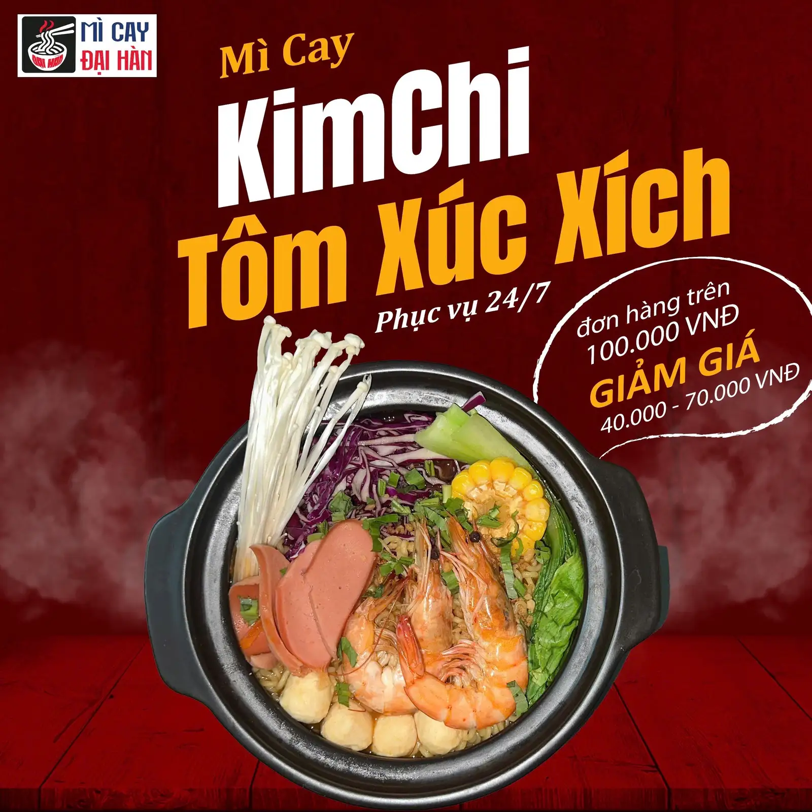 Hình ảnh Mì kim chi - 2 Tôm, Xúc Xích, Cá Viên + Tặng ly Pepsi 360ml