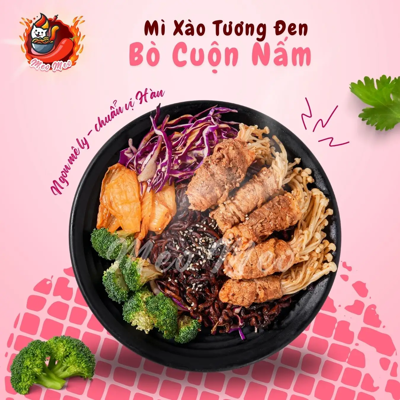 Hình ảnh Mì xào tương đen Bò Cuộn Nấm