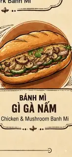 Hình ảnh bánh mì gà nấm 