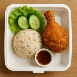 Hình ảnh Cơm Gà Xối Mỡ (đùi tỏi)