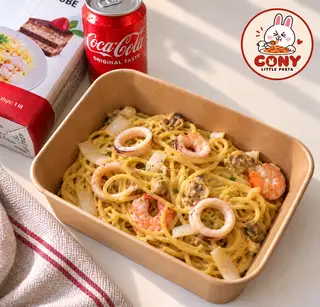 Hình ảnh Mì ý sốt kem hải sản + 01 Coca 320ml