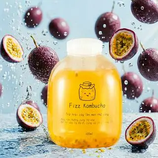 Hình ảnh Trà kombucha chanh leo thanh mát - không ga tặng kèm cốc đá