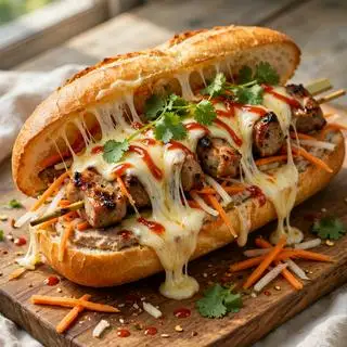 Hình ảnh Bánh Mì Béo Mozza Thịt Xiên