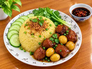 Hình ảnh cơm trứng non gà ba roi khia nước dừa 