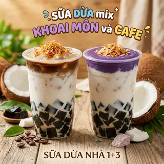 Hình ảnh Combo Sữa dừa Khoai môn - Cafe