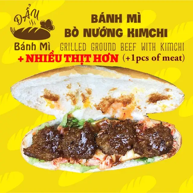 Hình ảnh (NHIỀU THỊT HƠN) Bánh Mì Bò Nướng Kimchi