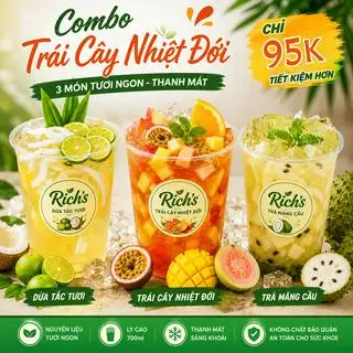 Hình ảnh Combo Trái Cây Nhiệt Đới 3 ly 700ml