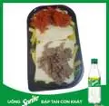 Hình ảnh Nui xào bò (thêm bò khô - phô mai) - Sprite chanh