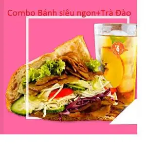 Hình ảnh combo bánh mỳ doner kebab & trà đào