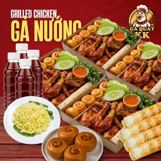 Hình ảnh Combo 4 con gà nướng + 20 banh+ 4 ong cơm + 4 hợp rau