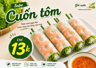 GỎI CUỐN TÔM - 1 CUỐN - 13.000 ₫ tại Ăn Vặt & Gỏi Cuốn SUBO - Đào Trí