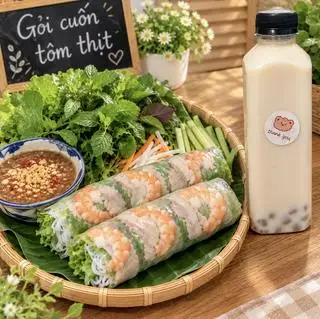 Hình ảnh combo 3 gỏi tôm thịt + 1 sữa gạo rang 