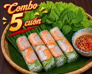 Combo 5 Cuốn Tôm + Thịt  - 65.000 ₫ tại Gỏi Cuốn Quằn Quằn - Nguyễn Phúc Nguyên