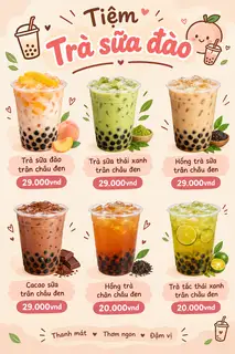 Hình ảnh Trà sữa đào trân châu đen, 1lít