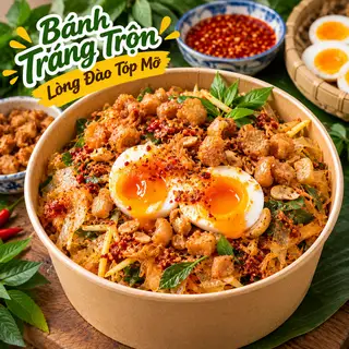 Hình ảnh Bánh tráng trộn lòng đào tóp mỡ 