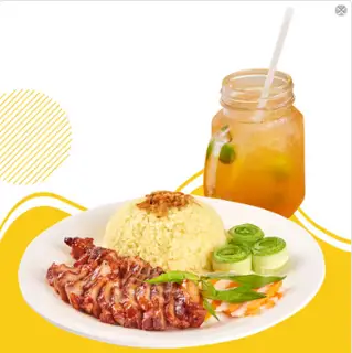Hình ảnh Combo cơm xá xíu - trà đào tắc