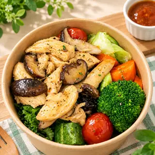Hình ảnh Cơm ức gà xào nấm