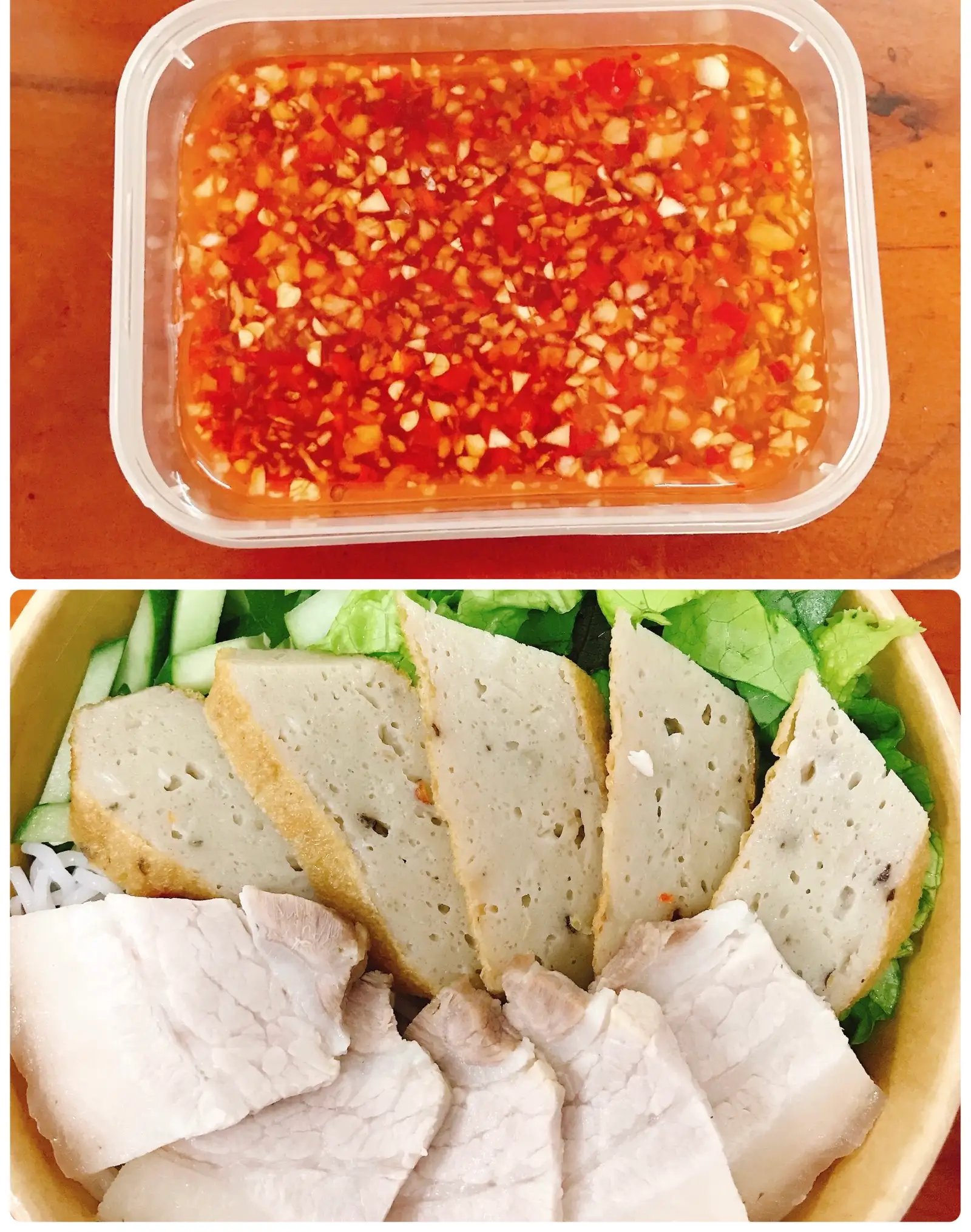 Bún nước mắm tỏi ớt thịt luộc - chả cá - 56.000 ₫ tại Bún Mắm Nêm Cô Trân - Chu Văn An