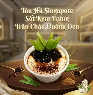 Hình ảnh Tàu hũ Singapore sốt kem trứng trân châu đường đen / Singaporean soy with pudding