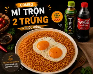 Hình ảnh ComBo Mì Trộn 2 Trứng Ốp + Nước