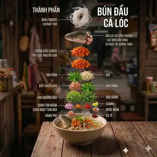 Bún Đầu Cá Lóc Đen (Kiên Giang) - 78.000 ₫ tại Bún Cá Kiên Giang - Quán Hương Quê - Nguyễn Hữu Hào