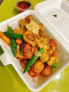 Hình ảnh Combo mix xào bơ mắm tóp mỡ giòn