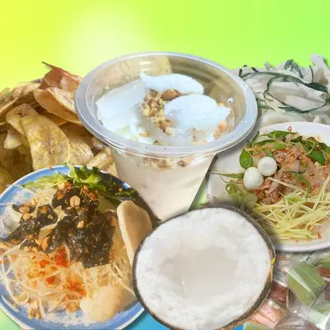 Bánh Tráng Trộn Gỏi Khô Bò và Dừa Sáp Dầm Thốt Nốt - Bàu Cát 1 - Ăn vặt gần bạn