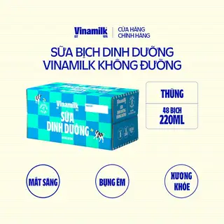 Hình ảnh Thùng 48 Bịch Sữa dinh dưỡng Vinamilk không đường - Bịch 220ml _04FT31_THG