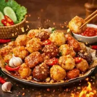 Hình ảnh Thập cẩm viên chiên mắm tỏi nhỏ