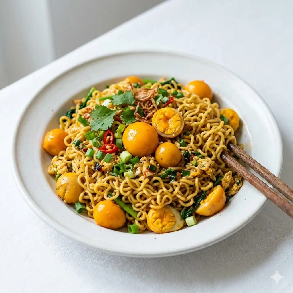 Hình ảnh Mì tôm xào tràng trứng