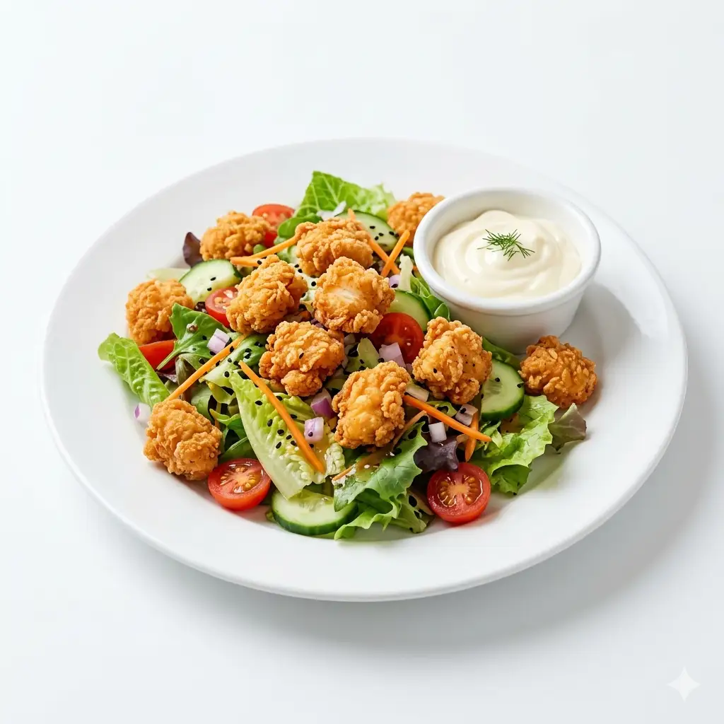 Hình ảnh Salad gà nướng và xoài chín sốt chanh leo