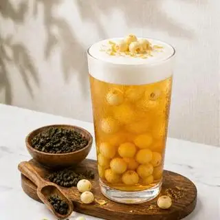 Hình ảnh Trà ô long sen vàng kem mịn - Oolong lotus seed tea