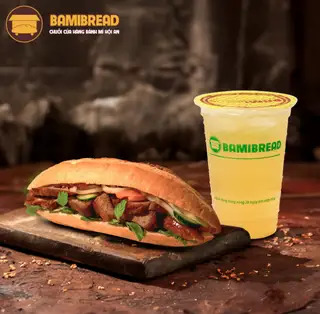 Hình ảnh Combo bánh mì heo quay - trà quất Bami