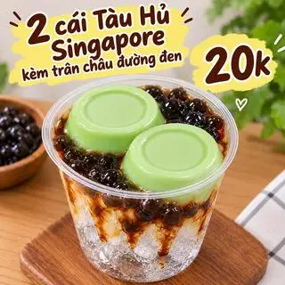 Hình ảnh 2 tàu hũ Singapore lá dứa