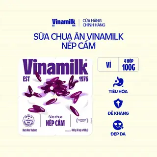 Hình ảnh Sữa chua ăn Vinamilk Nếp cẩm - Vỉ 4 hộp x 100g_07NC14