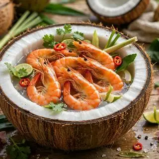 Hình ảnh Tôm hấp nước dừa