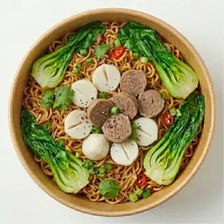 Hình ảnh Mì trộn cá viên bò viên