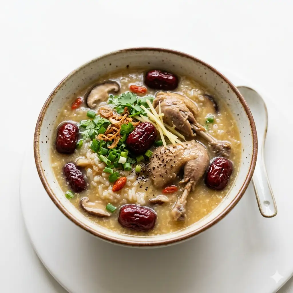 Hình ảnh Cháo chim cút táo đỏ