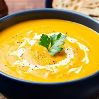 Hình ảnh Súp bí đỏ kem tươi - thịt bò