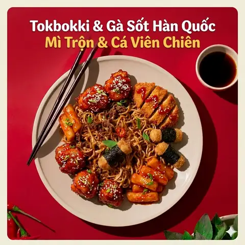 Hình ảnh Tokbokki & Gà Sốt Hàn Quốc - Mì Trộn & Cá Viên Chiên - Đường 1A