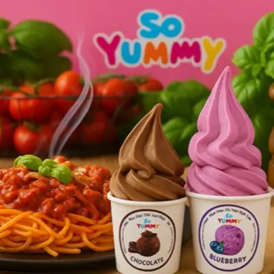 Hình ảnh Kem Tươi Từ Trái Cây - Mì Ý, Bánh Gạo Tokbokki & Xiên Que Đồ Ăn Vặt So Yummy - Đường Số 21