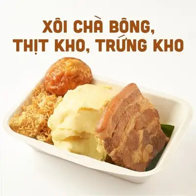 Xôi chà bông - thịt kho - trứng kho - 82.000 ₫ tại Mềm - Xôi Thịt Kho Bắc - Nguyễn Trãi