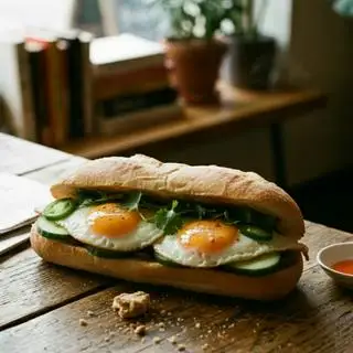 Bánh mì trứng ốp la - 27.000 ₫ tại Bánh Mì Bố 2 Con - Hồ Bá Kiện